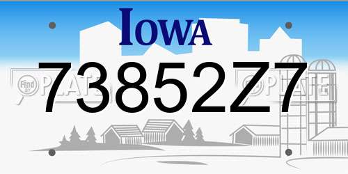 73852Z7 Iowa License Plate