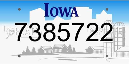 7385722 Iowa License Plate