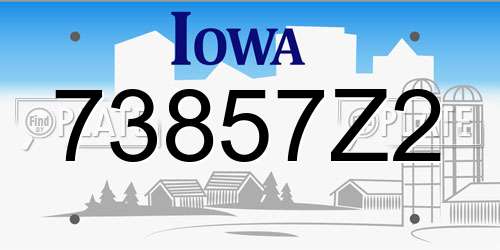 73857Z2 Iowa License Plate