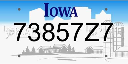 73857Z7 Iowa License Plate
