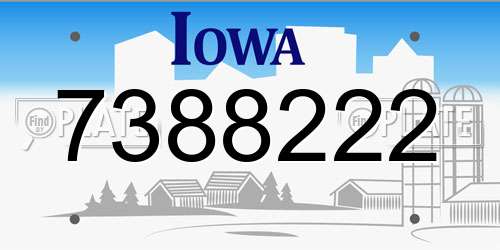 7388222 Iowa License Plate