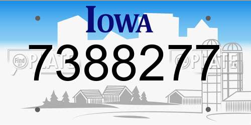7388277 Iowa License Plate
