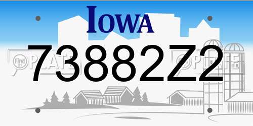 73882Z2 Iowa License Plate