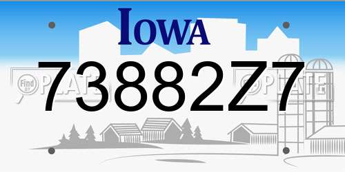73882Z7 Iowa License Plate