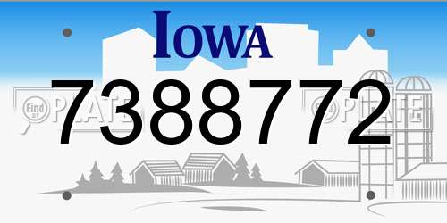7388772 Iowa License Plate