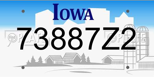 73887Z2 Iowa License Plate