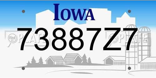 73887Z7 Iowa License Plate