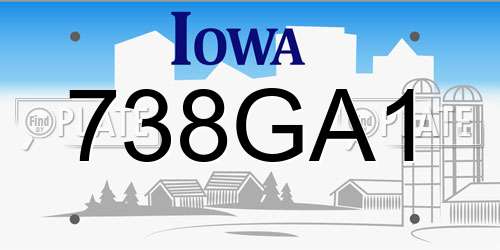 738GA1 Iowa License Plate
