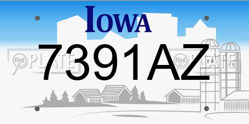 7391AZ Iowa License Plate