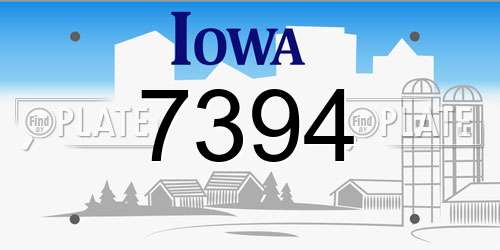 7394 Iowa License Plate