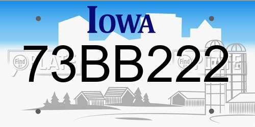 73BB222 Iowa License Plate