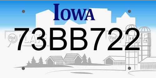 73BB722 Iowa License Plate