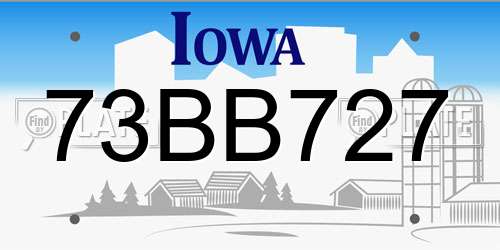 73BB727 Iowa License Plate