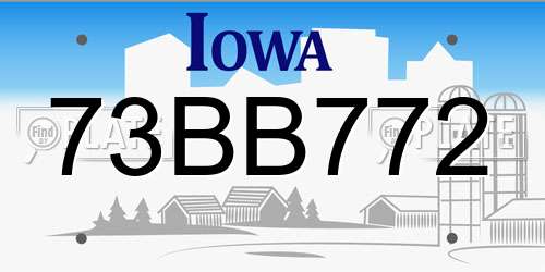 73BB772 Iowa License Plate