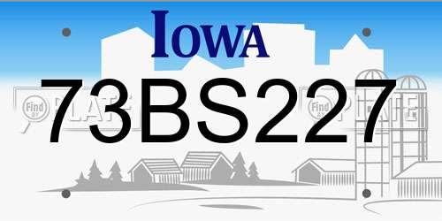 73BS227 Iowa License Plate