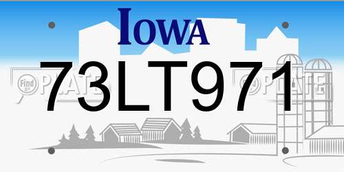 73LT971 Iowa License Plate