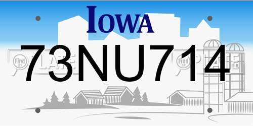 73NU714 Iowa License Plate