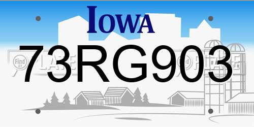 73RG903 Iowa License Plate
