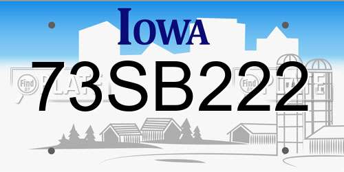 73SB222 Iowa License Plate