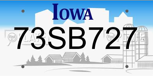 73SB727 Iowa License Plate