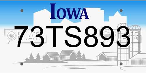 73TS893 Iowa License Plate