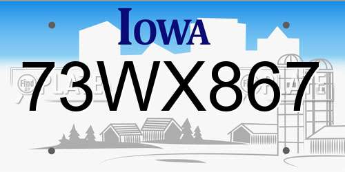 73WX867 Iowa License Plate