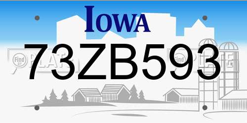 73ZB593 Iowa License Plate