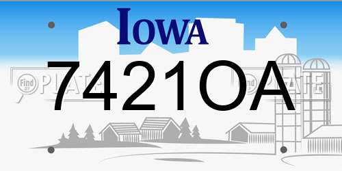 7421OA Iowa License Plate