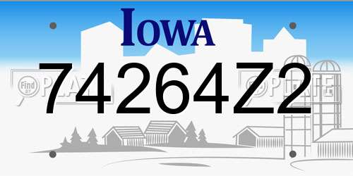 74264Z2 Iowa License Plate