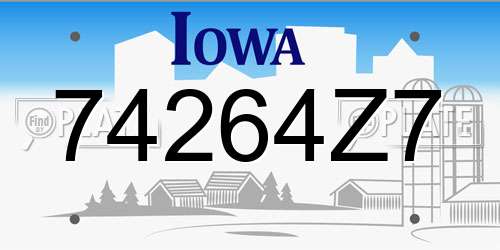 74264Z7 Iowa License Plate