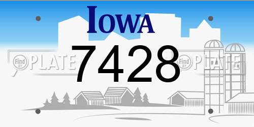 7428 Iowa License Plate
