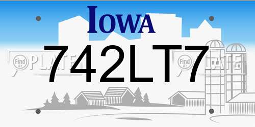 742LT7 Iowa License Plate