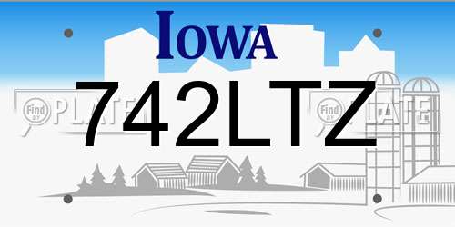 742LTZ Iowa License Plate
