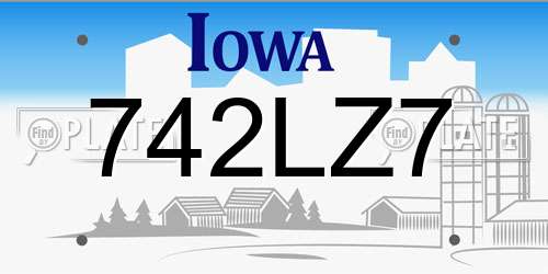 742LZ7 Iowa License Plate