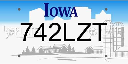 742LZT Iowa License Plate