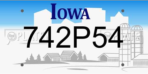 742P54 Iowa License Plate