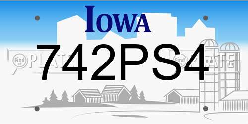 742PS4 Iowa License Plate