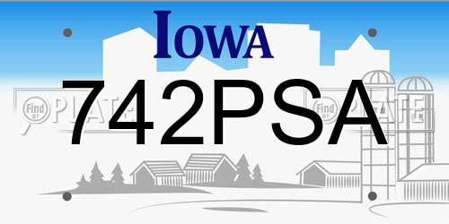 742PSA Iowa License Plate