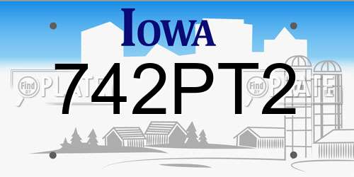 742PT2 Iowa License Plate