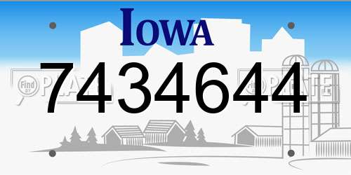 7434644 Iowa License Plate