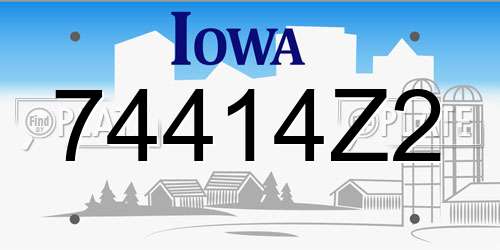 74414Z2 Iowa License Plate