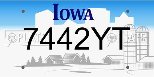 7442YT Iowa License Plate
