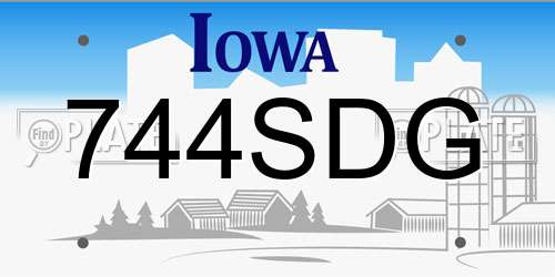 744SDG Iowa License Plate