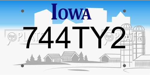 744TY2 Iowa License Plate