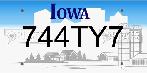 744TY7 Iowa License Plate