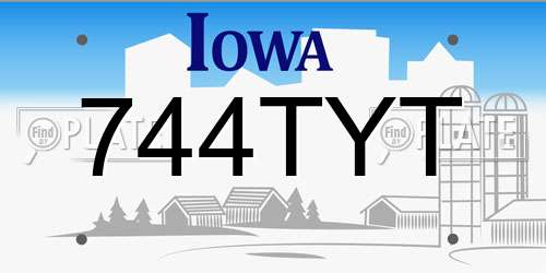 744TYT Iowa License Plate