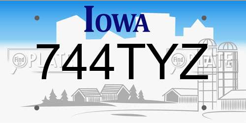 744TYZ Iowa License Plate