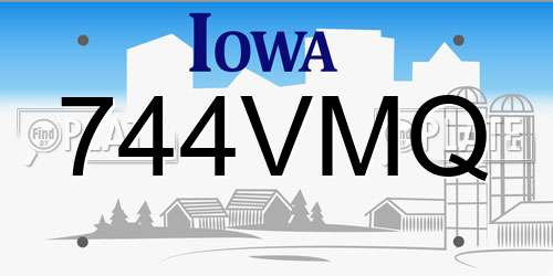 744VMQ Iowa License Plate