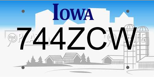 744ZCW Iowa License Plate