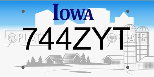 744ZYT Iowa License Plate